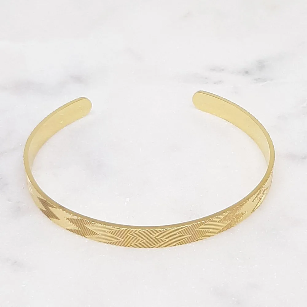 Bracelet jonc doré avec motif Aztèque