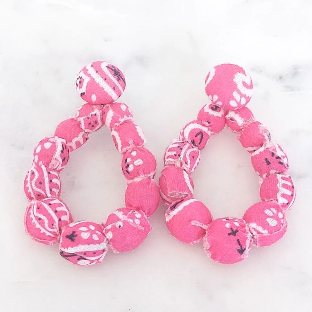 Boucles d'oreilles créoles (rose bandana)