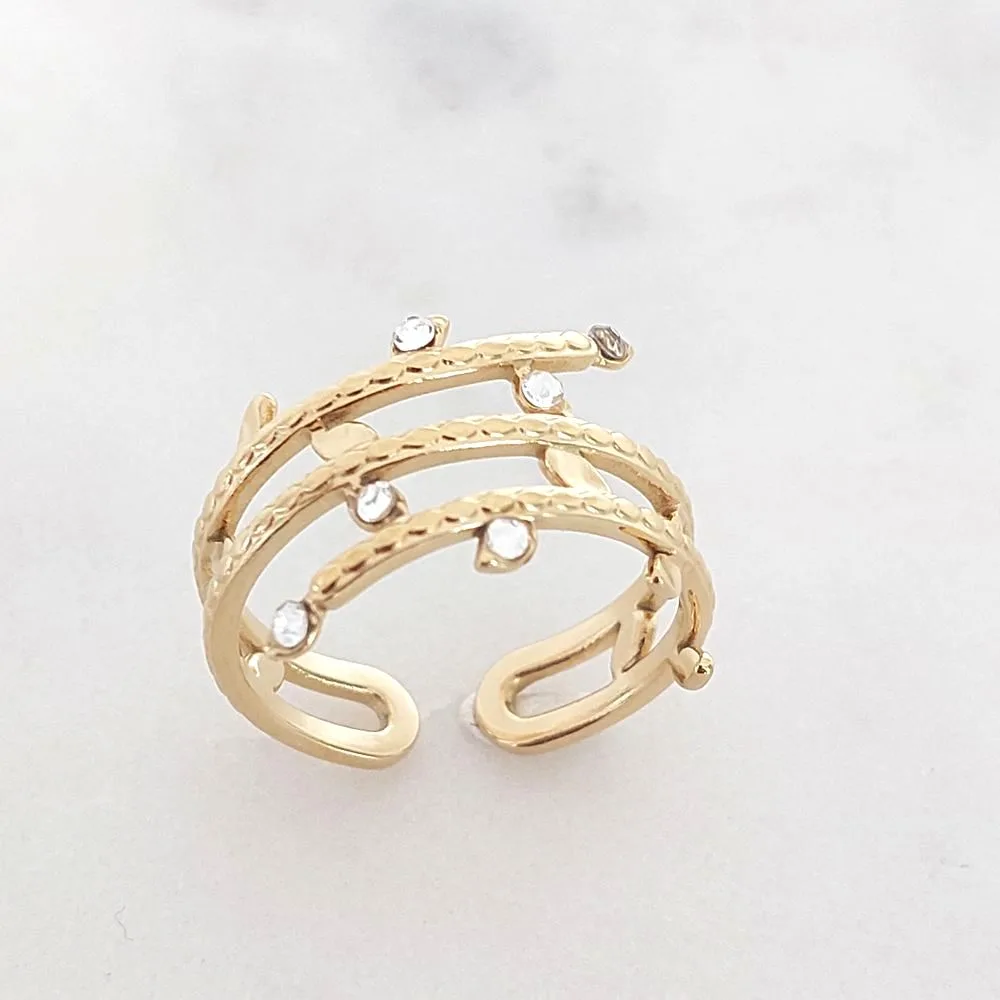 Bague Bohm dorée en acier inoxydable – Bijou ajustable pour femme