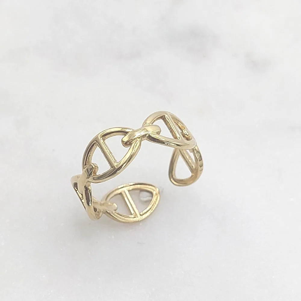 Bague Alessia en acier inoxydable doré – Maillons entrelacés