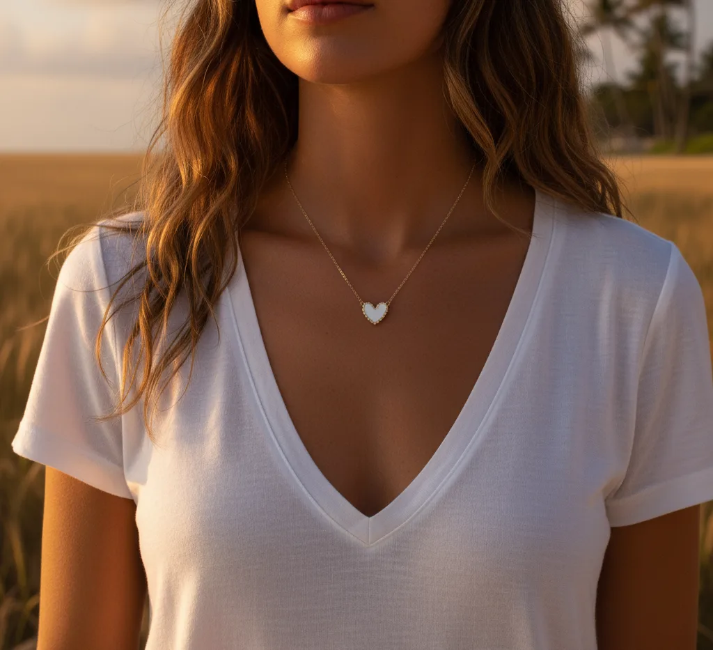 Collier coeur blanc (doré)