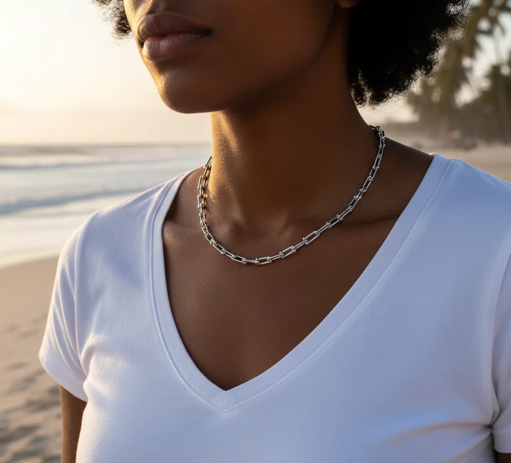 Collier maillon (argenté)