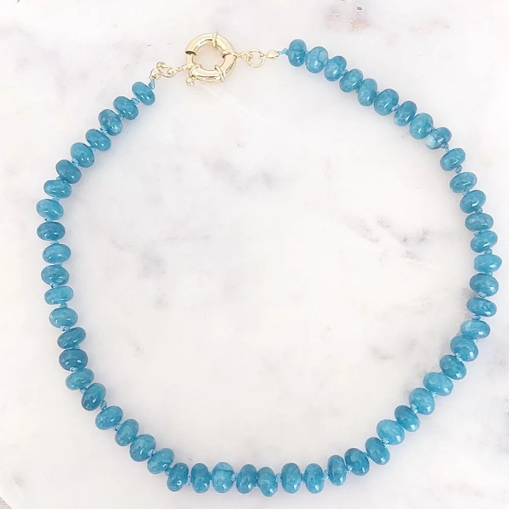Collier perles bleu