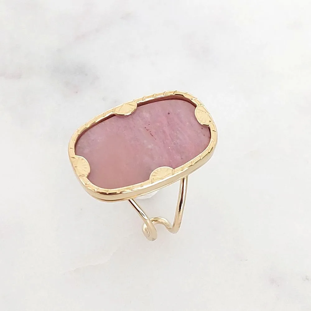 Grosse bague dorée rose en acier inoxydable Bohm