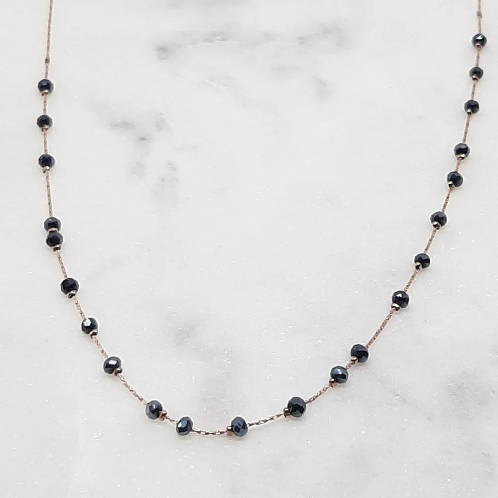 Collier perles fines noires (or rose)
