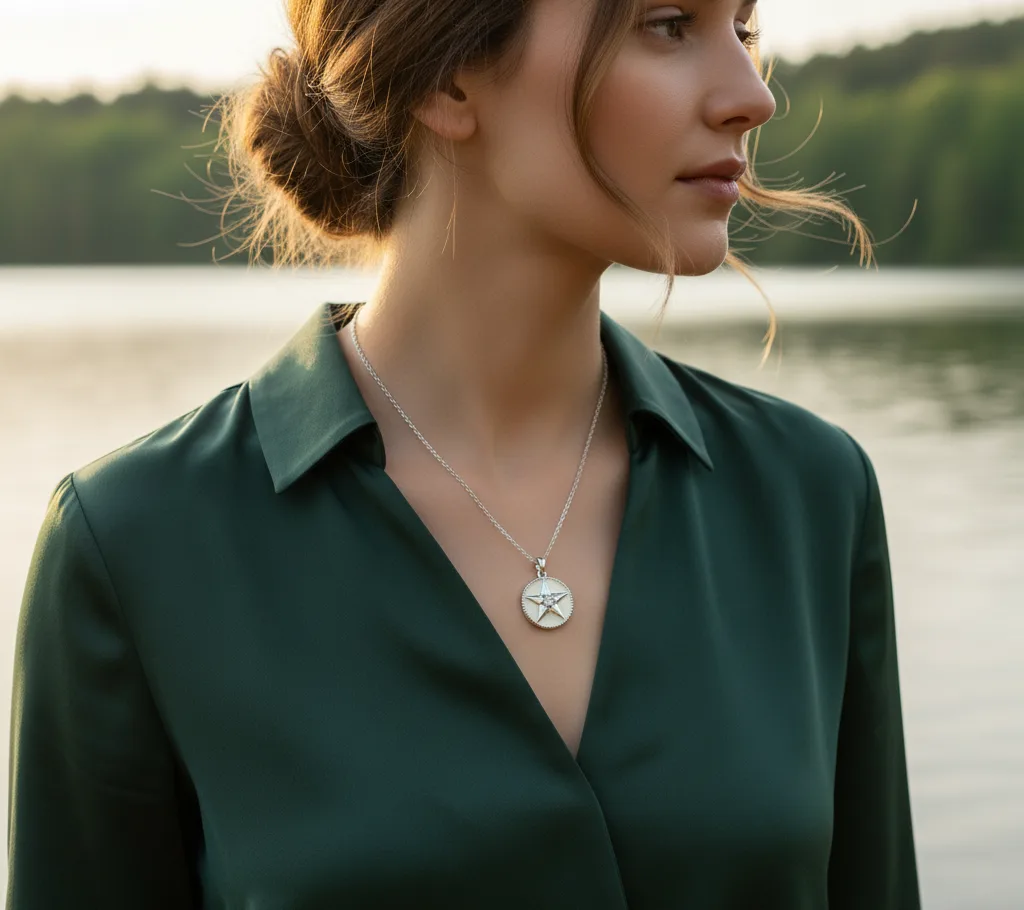 Collier étoile émail blanc (argenté)