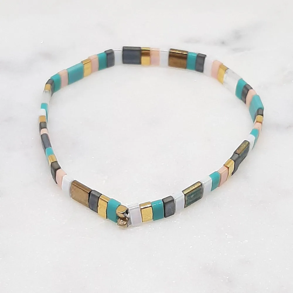 Bracelet élastique en perles Miyuki turquoise