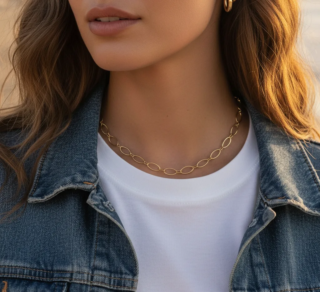 Collier maillons larges (doré)