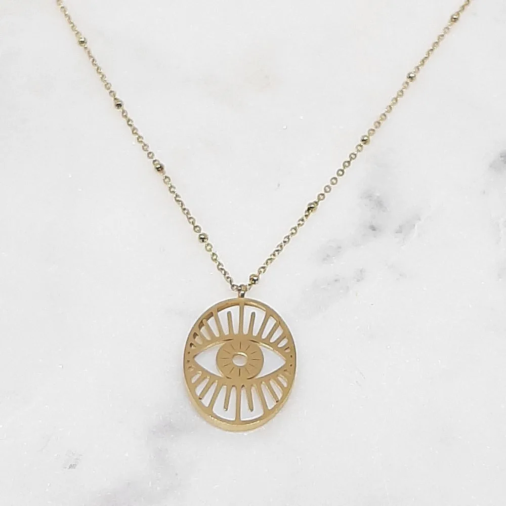Collier œil nacré (doré)