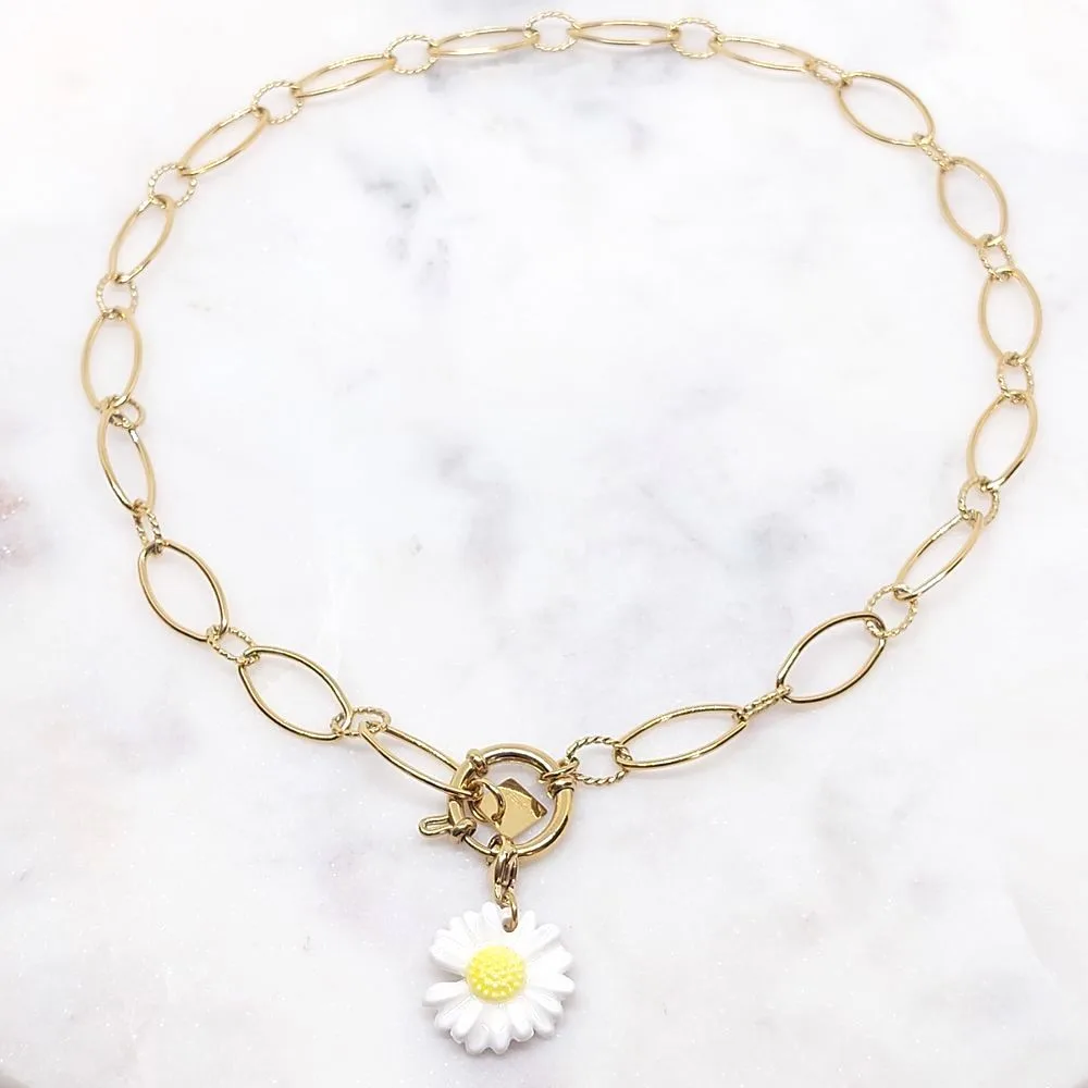 Collier maillons larges - Charm Marguerite