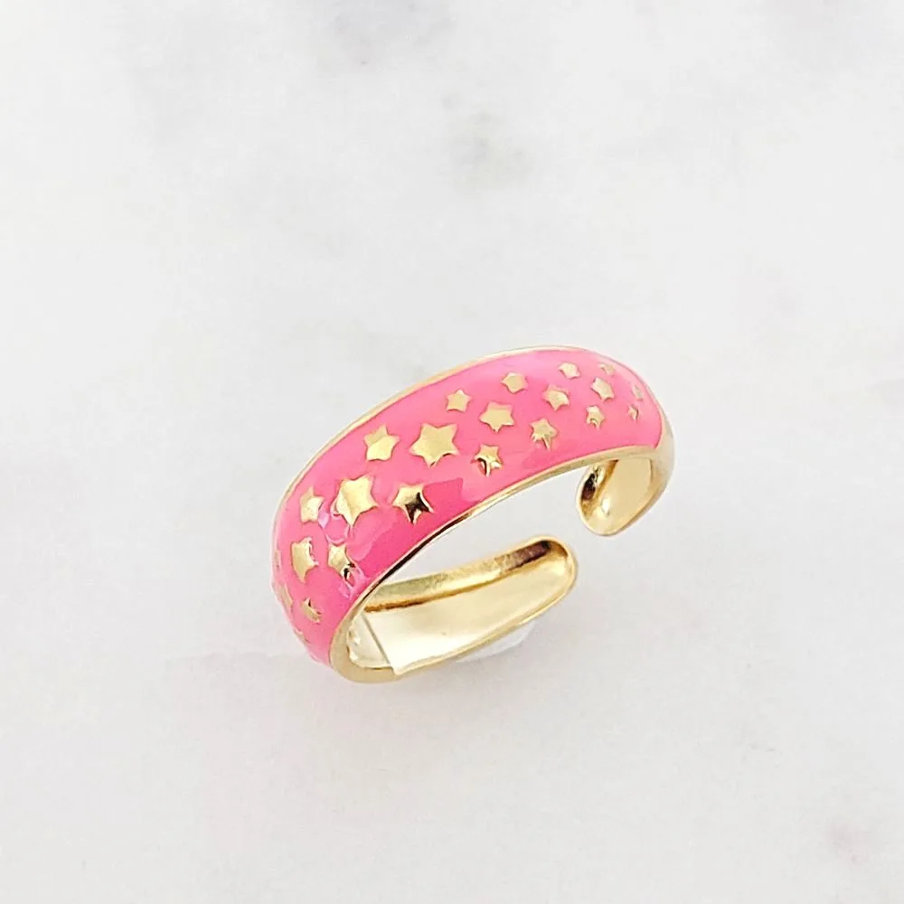 Bague jonc rose fuchsia en acier inoxydable – Bague ajustable en acier chirurgical