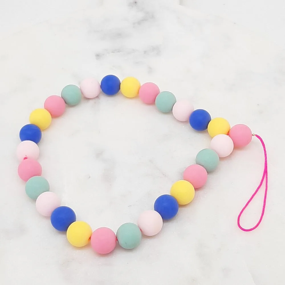 Bracelet téléphone grosses perles multicolores en résine