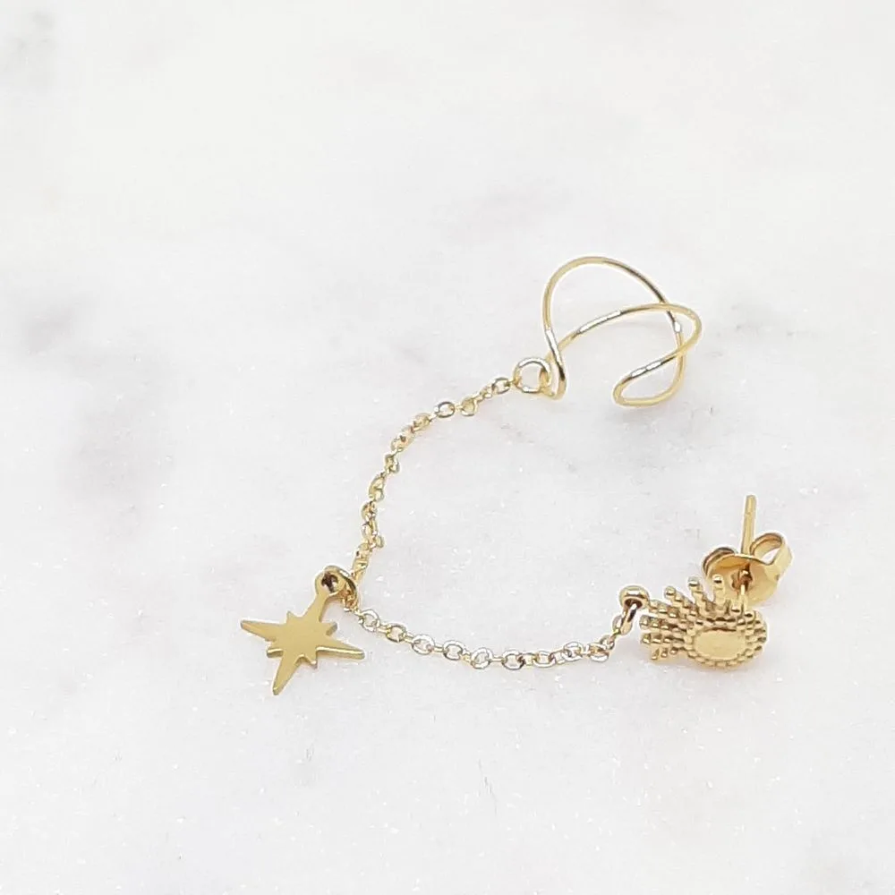 Ear cuff avec chaînette (doré)
