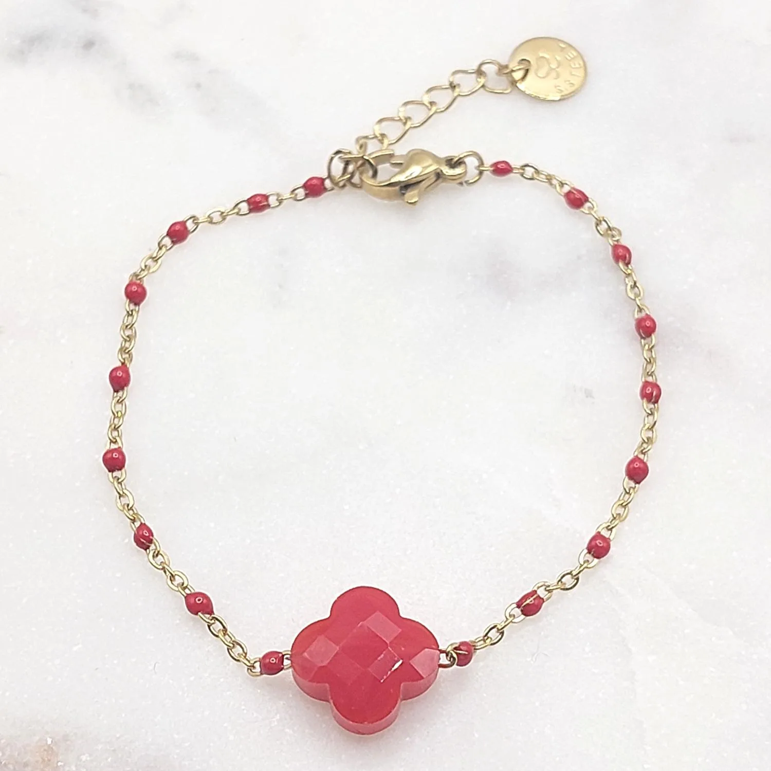 Bracelet trèfle (rouge)