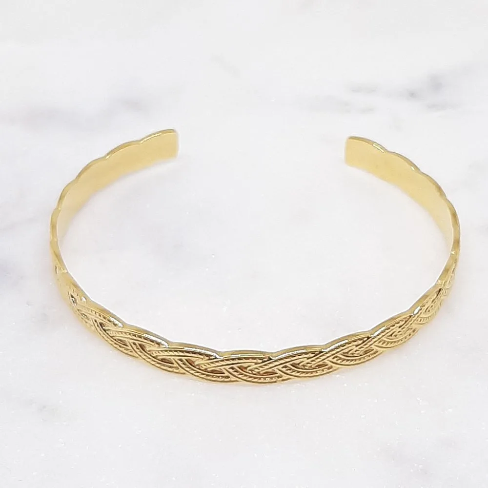 Bracelet jonc tressé (doré)