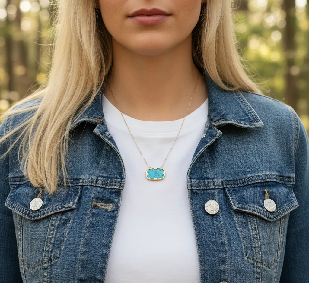 Collier Zelda (rhodonite turquoise)