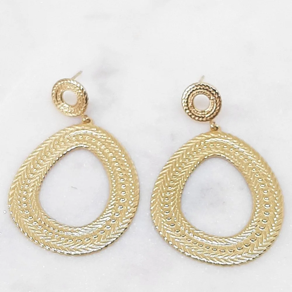 Boucles d'oreilles pendantes ovales gold