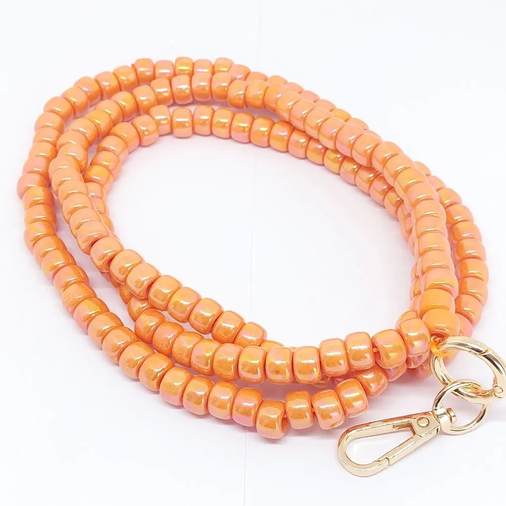 Collier téléphone perle orange