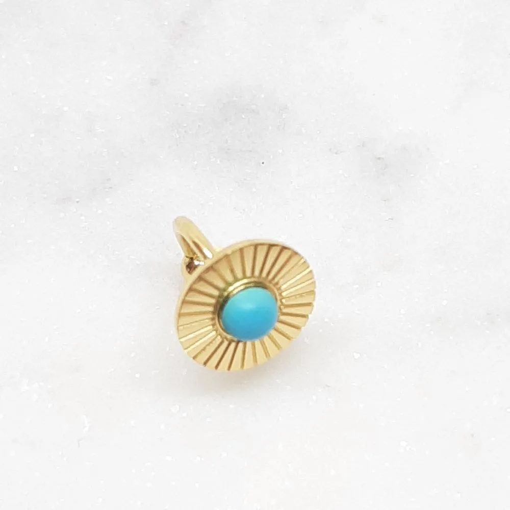 Bague d'oreille pierre turquoise (doré)