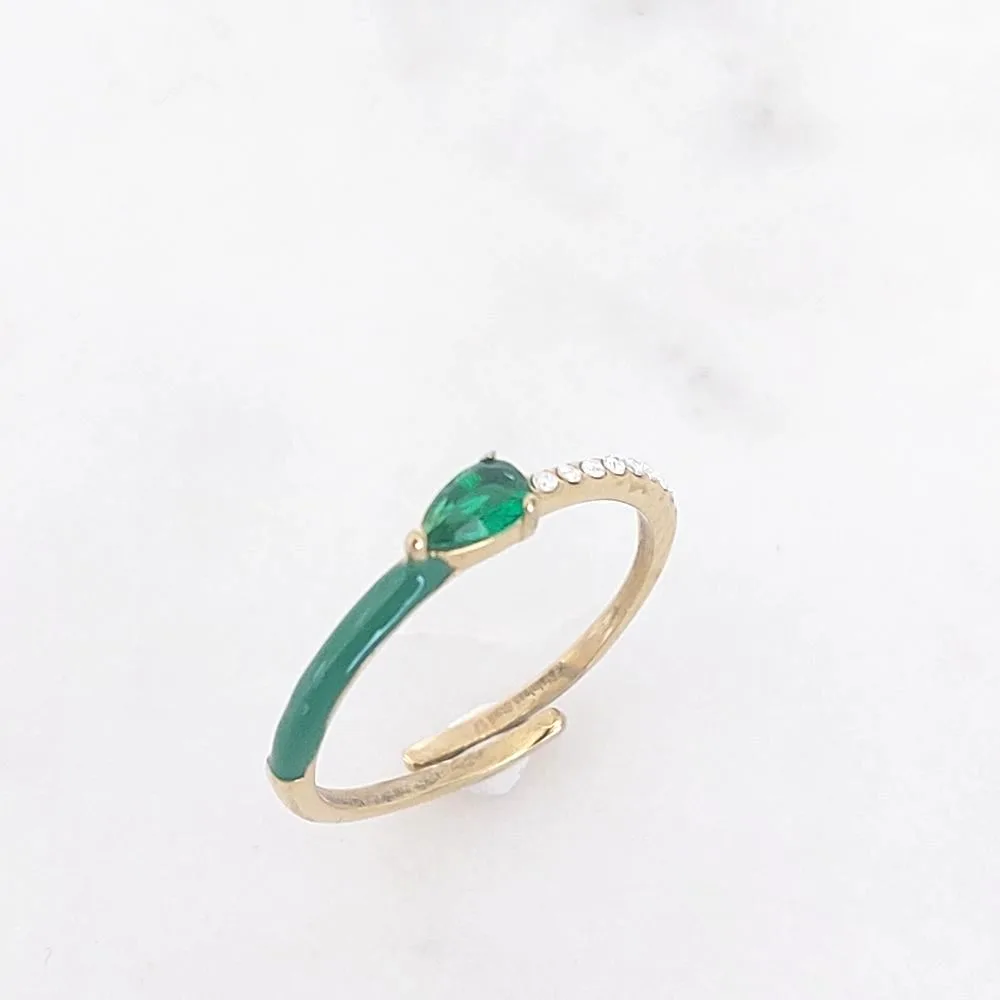 Bague fine verte en acier inoxydable