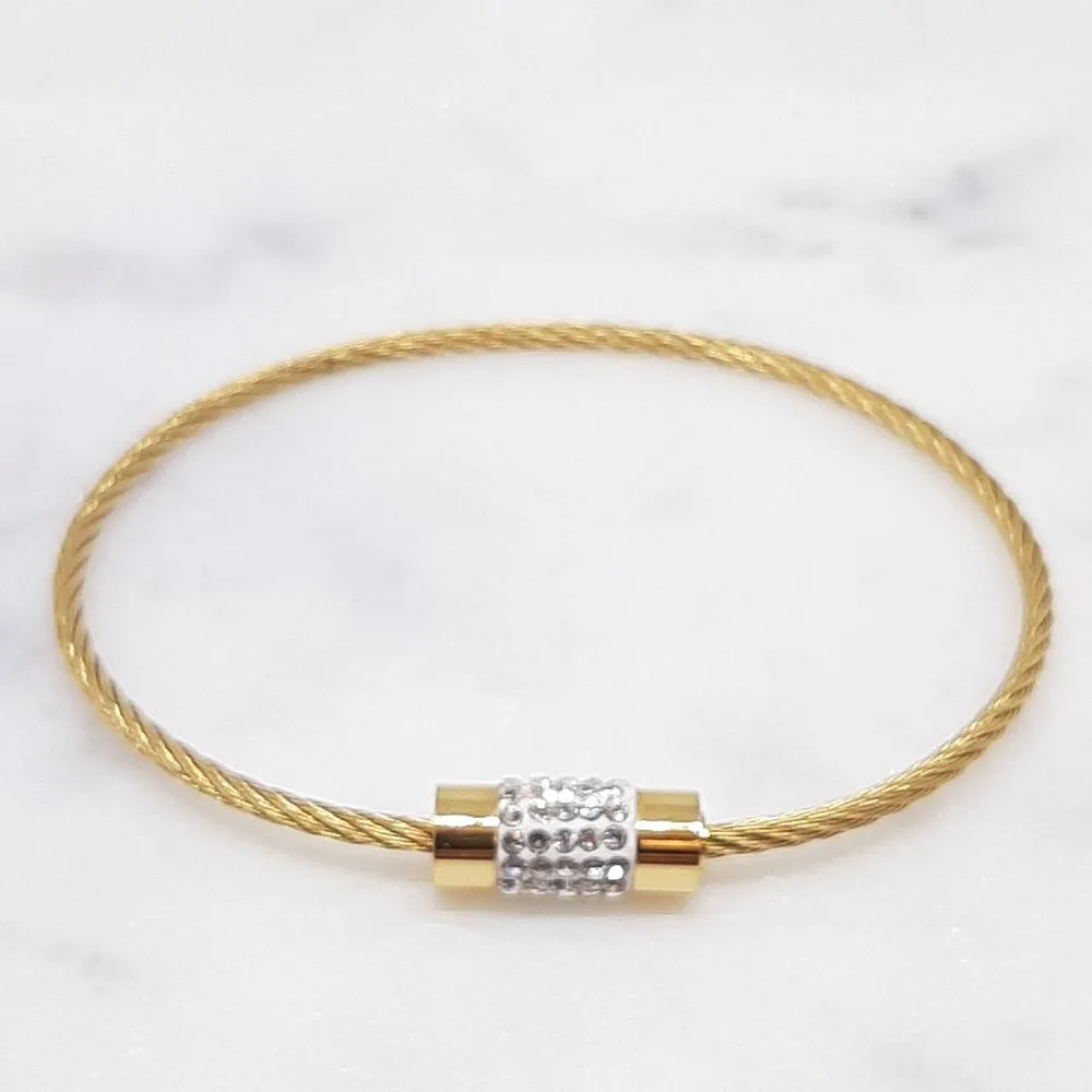 Bracelet câble avec fermoir orné (doré)