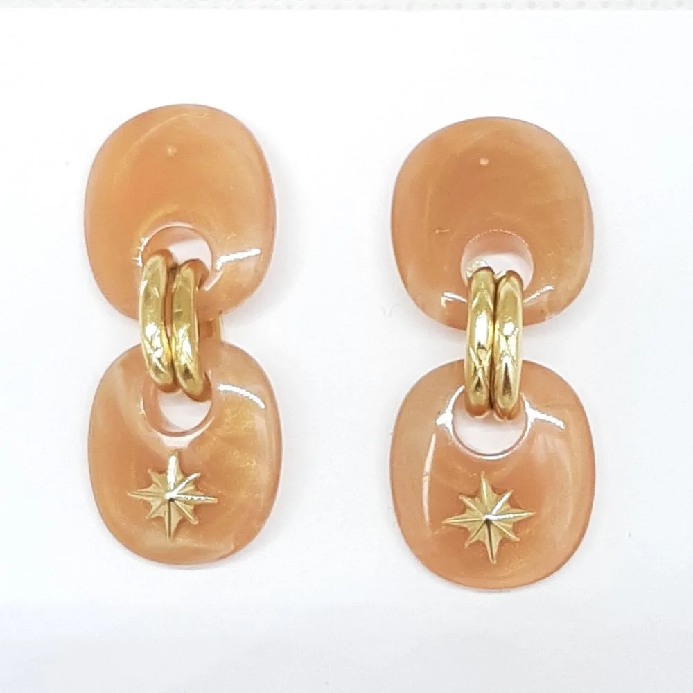 Boucles d'oreilles Regina (saumon/doré)