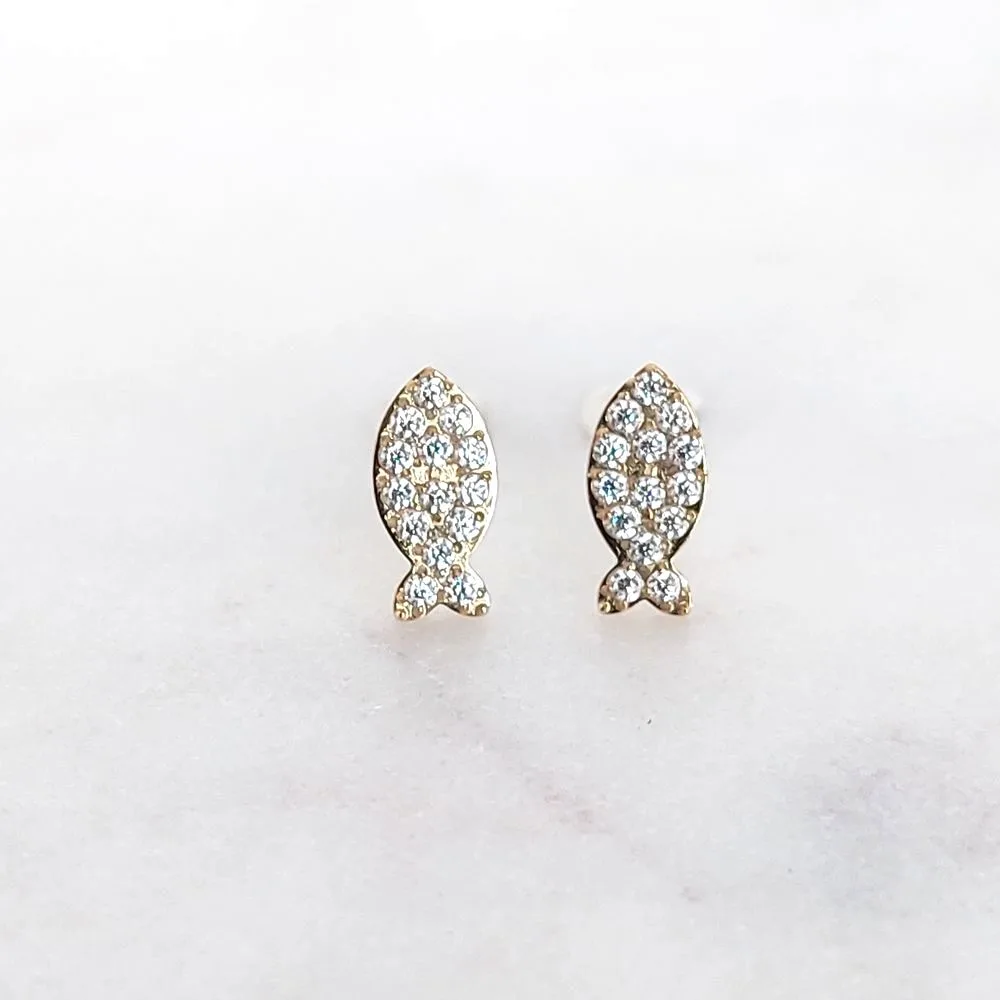 Puces d'oreilles poissons et brillants (doré)