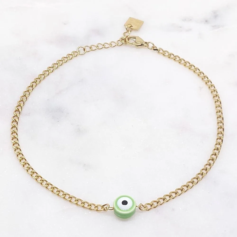 Bracelet de cheville oeil vert