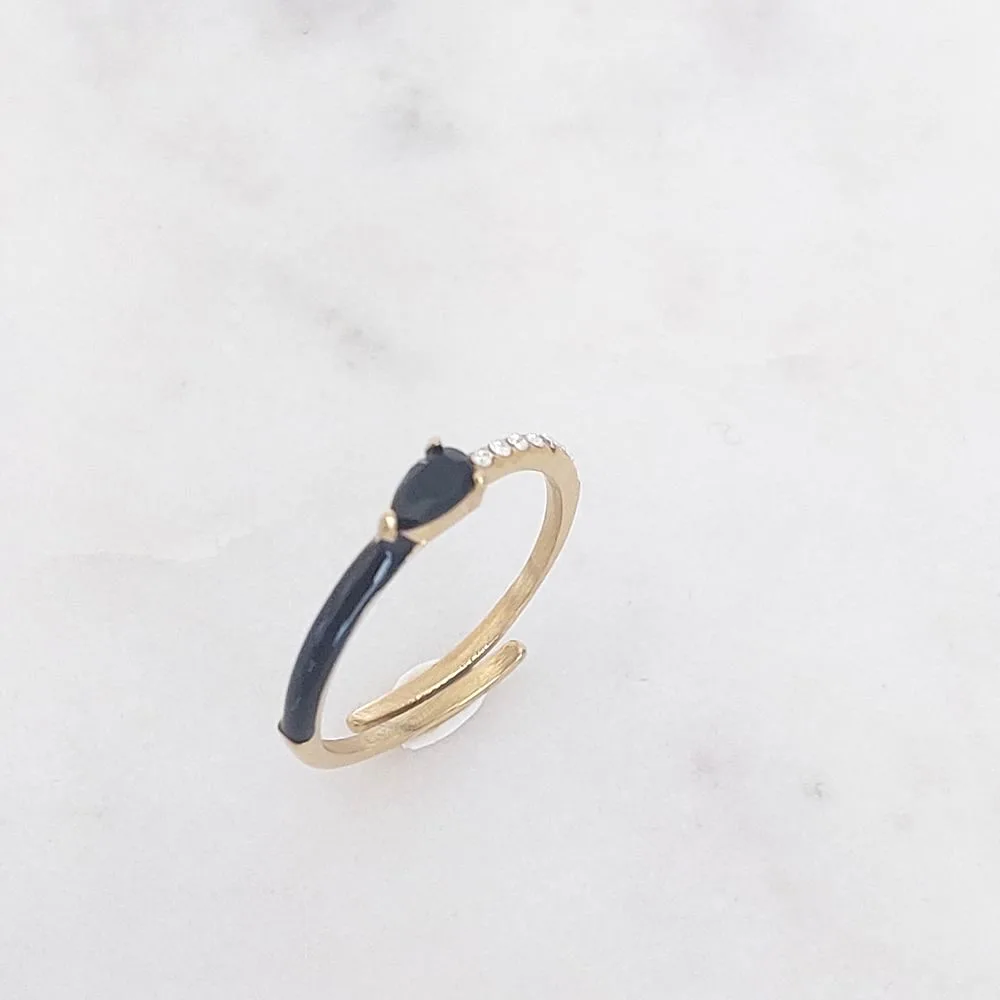 Bague fine noire en acier inoxydable