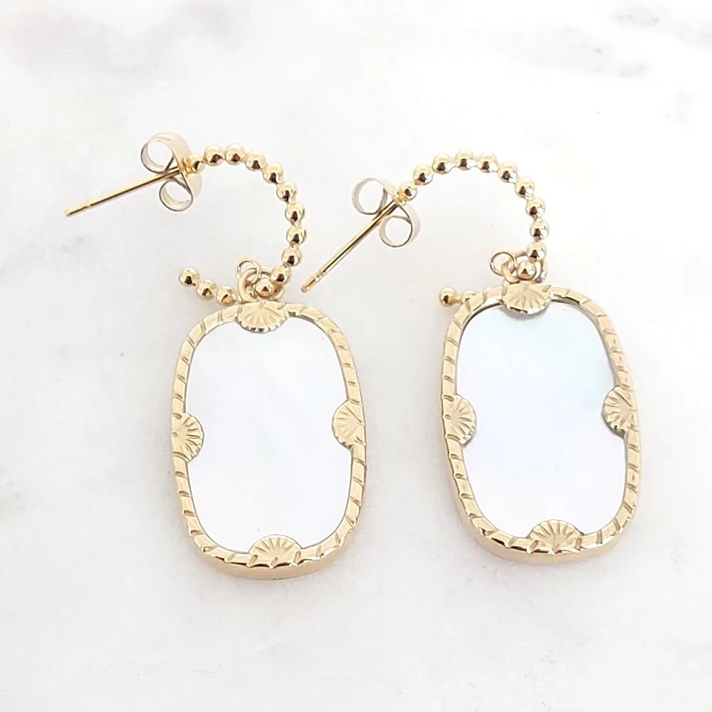 Boucles d'oreilles Bohm - Zelda en nacre blanche