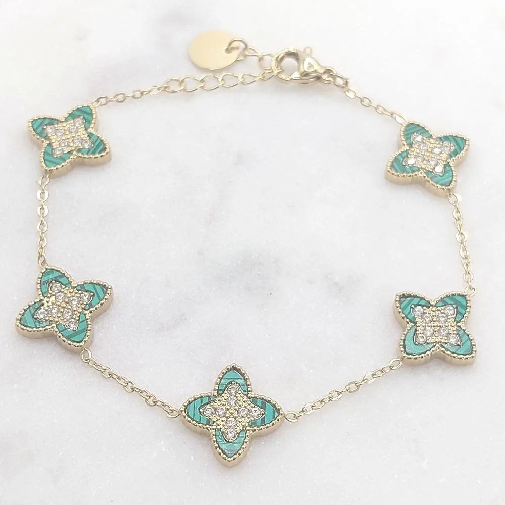 Bracelet trèfle émaillé vert