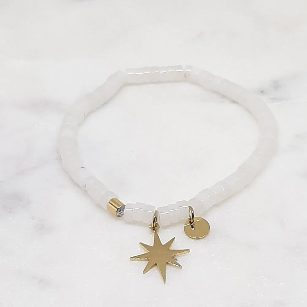 Bracelet élastique en pierre de lune avec étoile