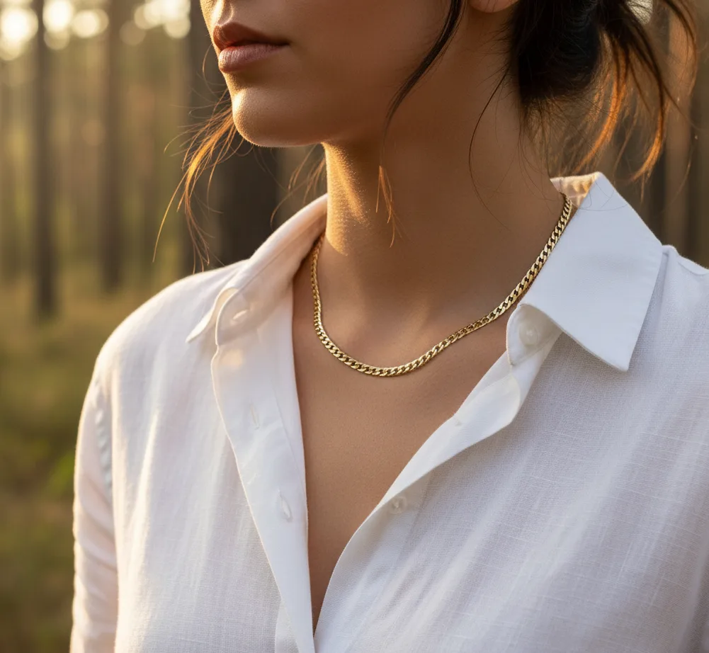 Collier gourmette (doré)