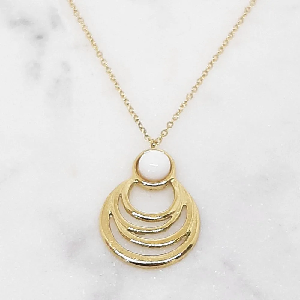 Collier Emilia (agate blanche/doré)