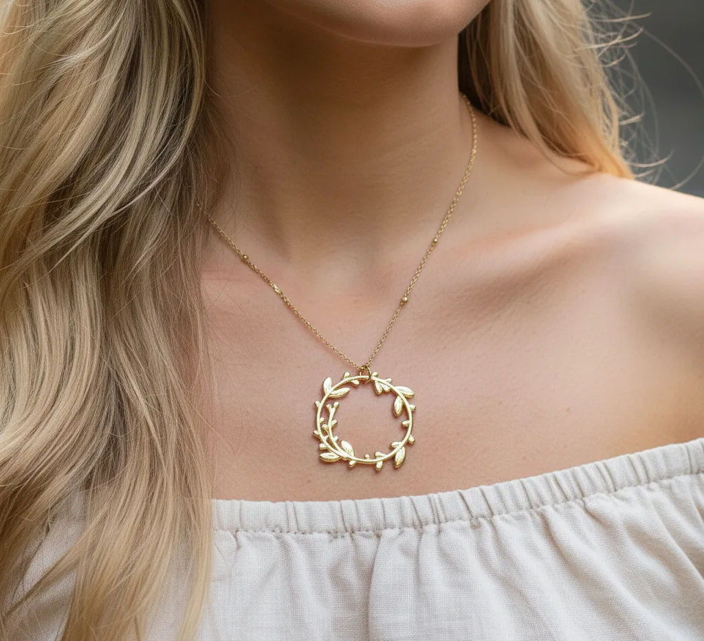 Collier couronne végétale (doré)