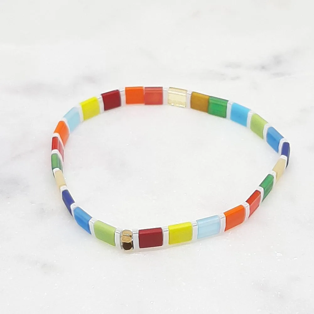 Bracelet élastique en perles Miyuki multicolores
