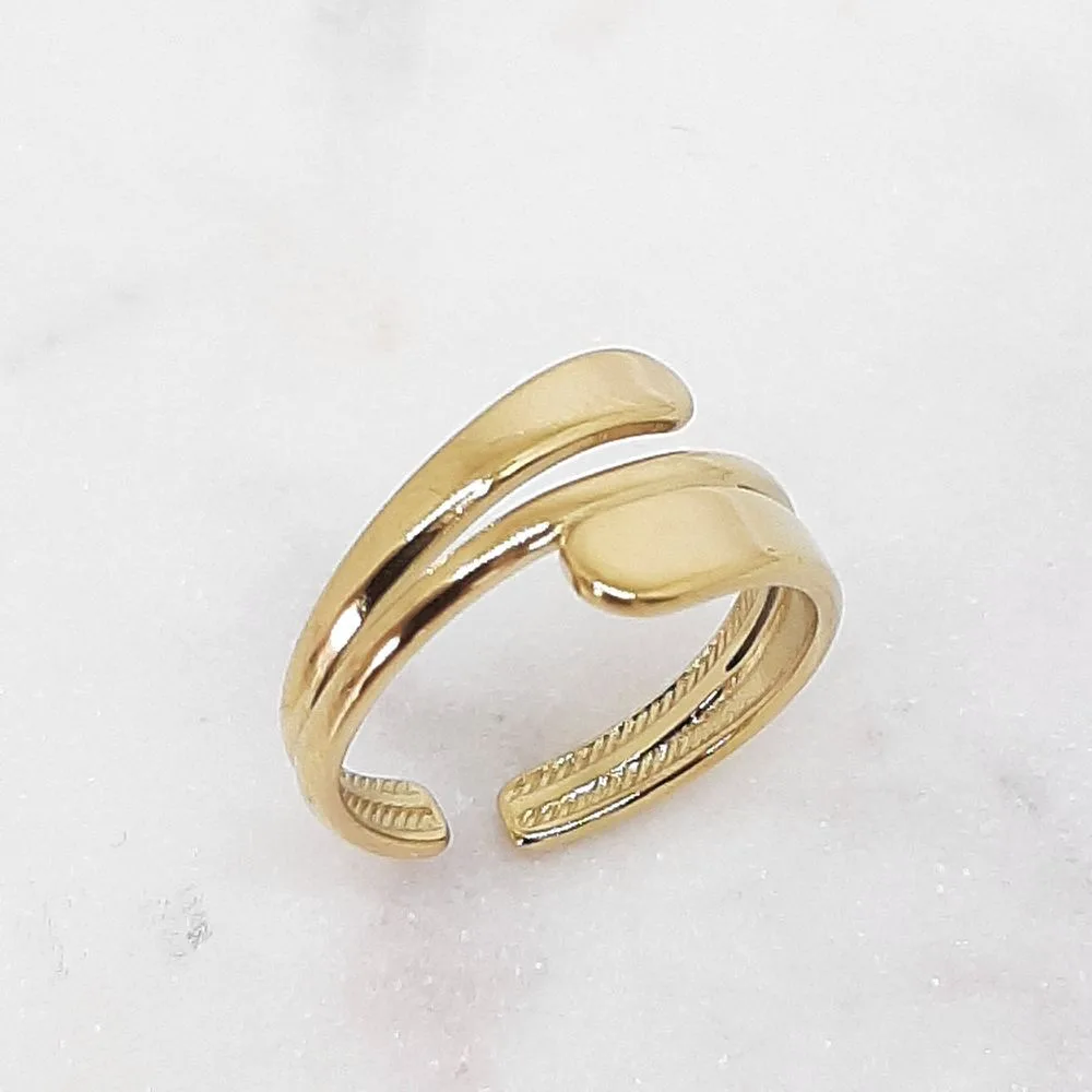 Bague croisée dorée en acier inoxydable MILE MILA