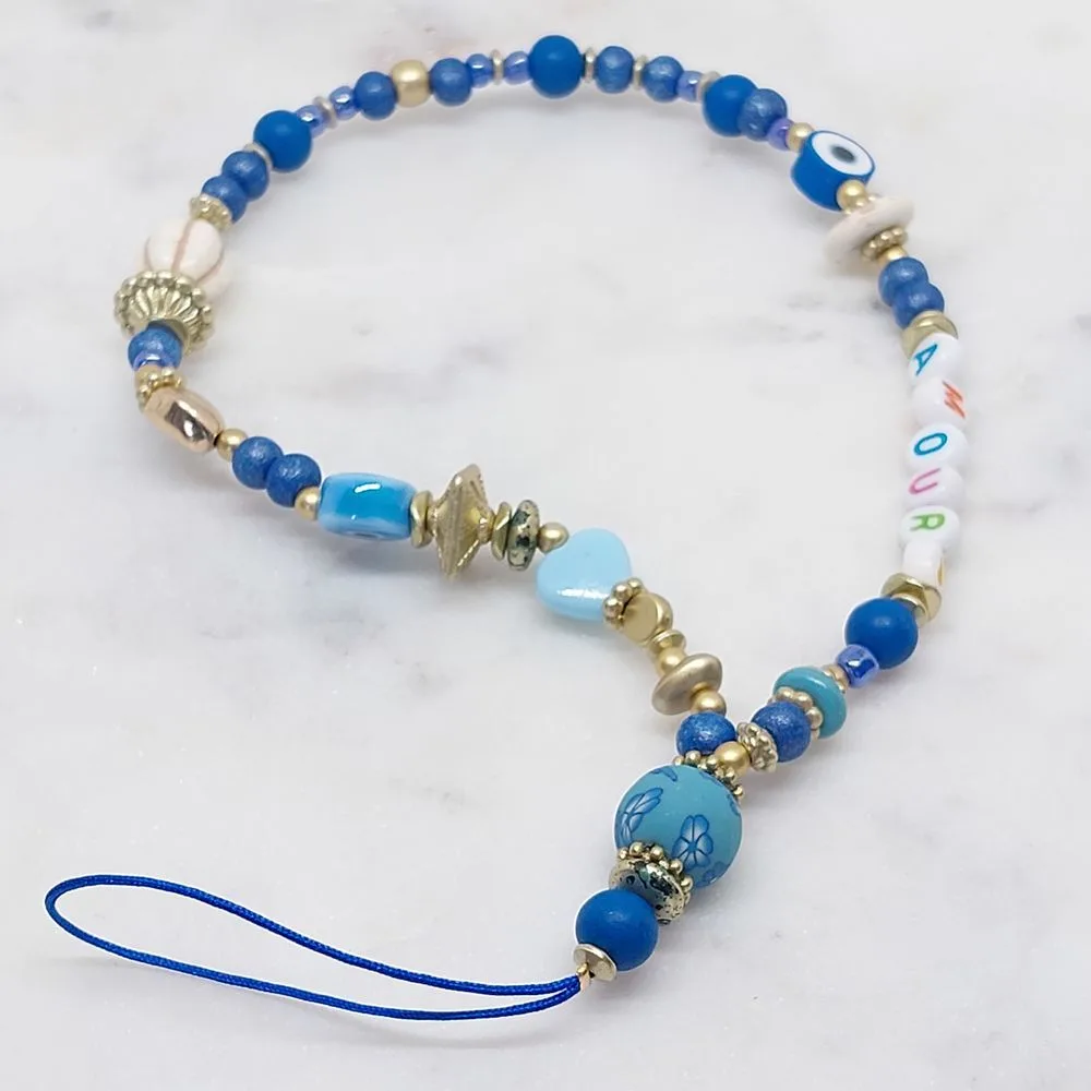 Bracelet téléphone perle bleu Cyclade