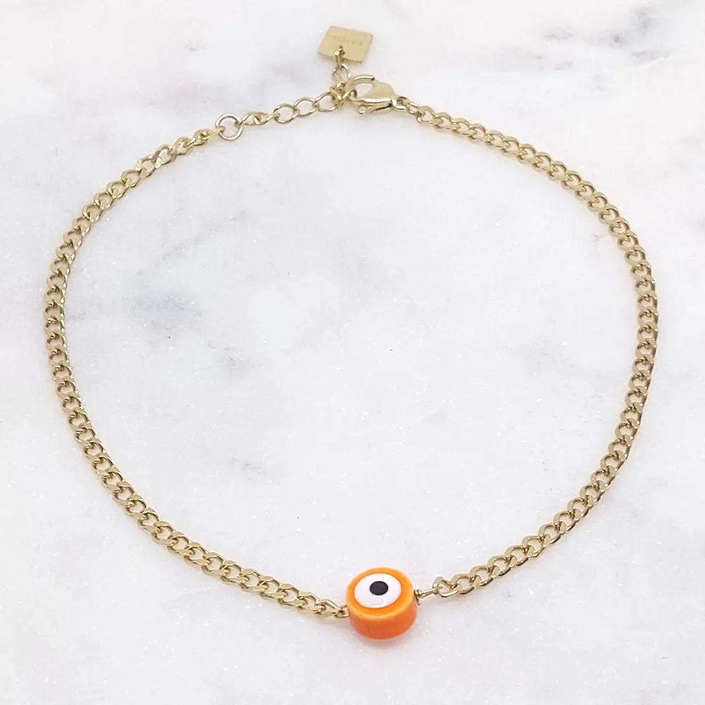 Bracelet de cheville oeil orange