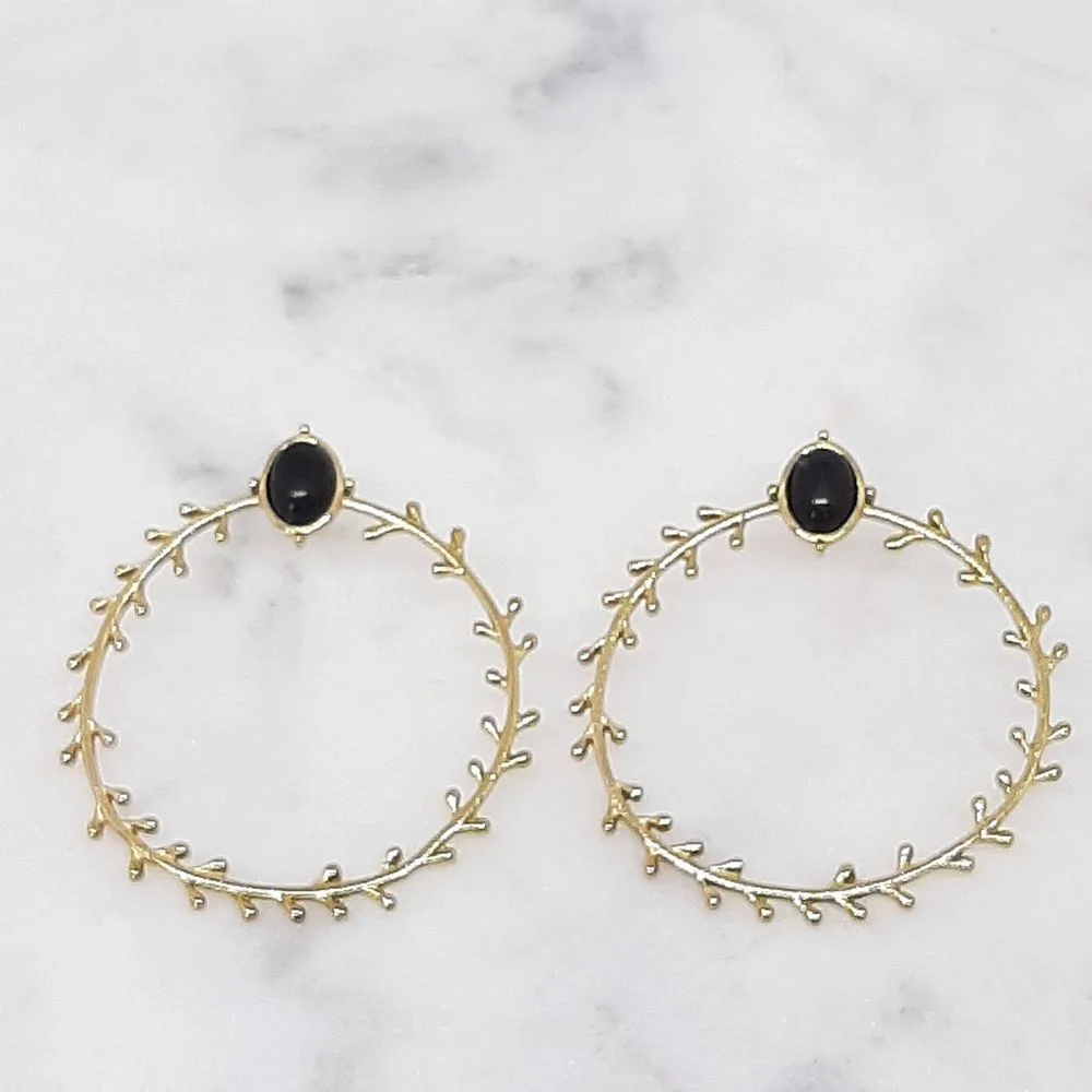 Boucles d'oreilles créoles Gold/Onyx