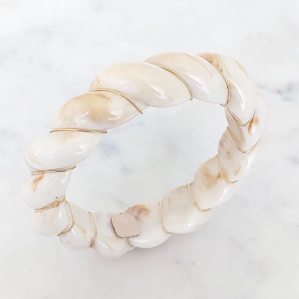 Bracelet ivoire torsadé avec liseret doré