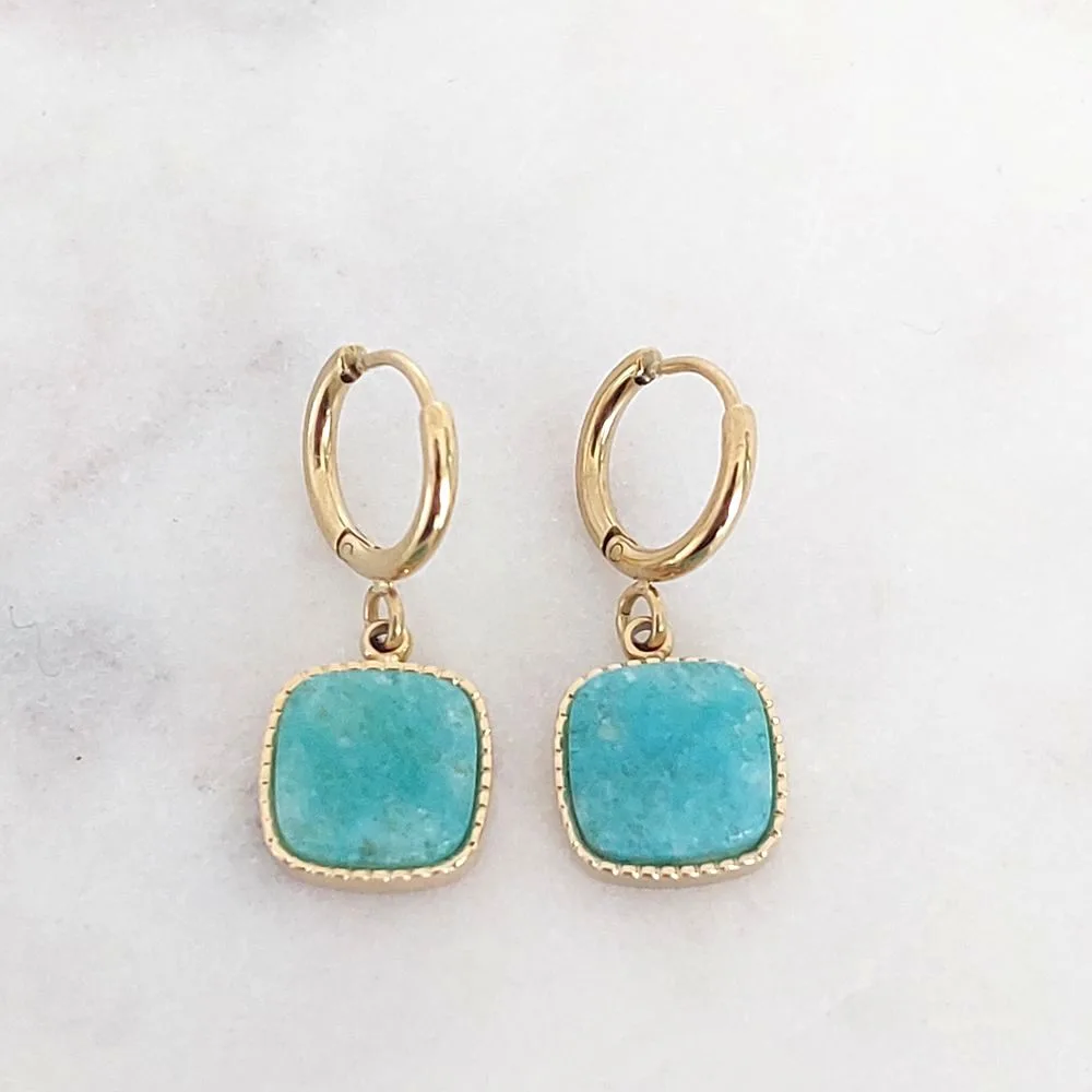 Mini créoles Bohm - Chloefina en amazonite turquoise