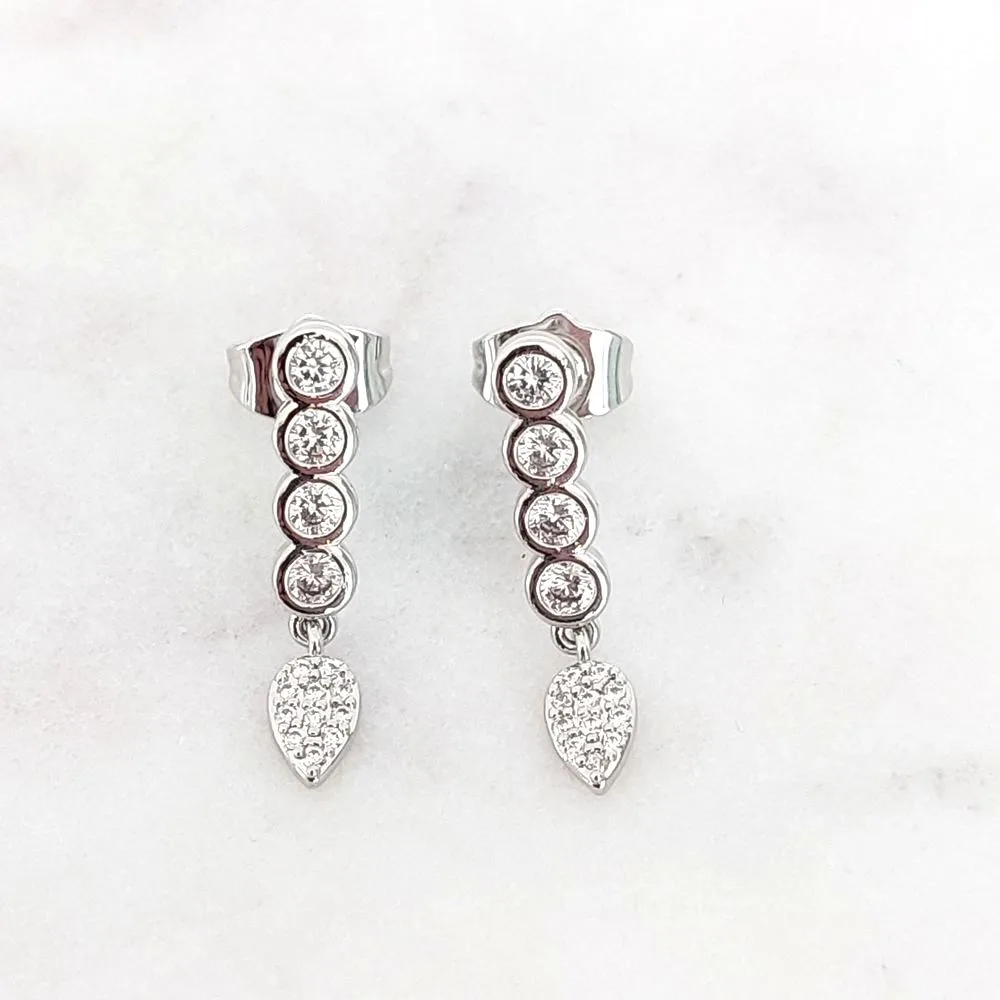 Boucles d'oreilles brillants et goutte (argent)