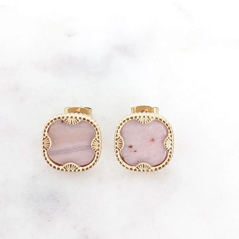 Boucles Bohm Paris - Puces Lloyd en rhodonite rose