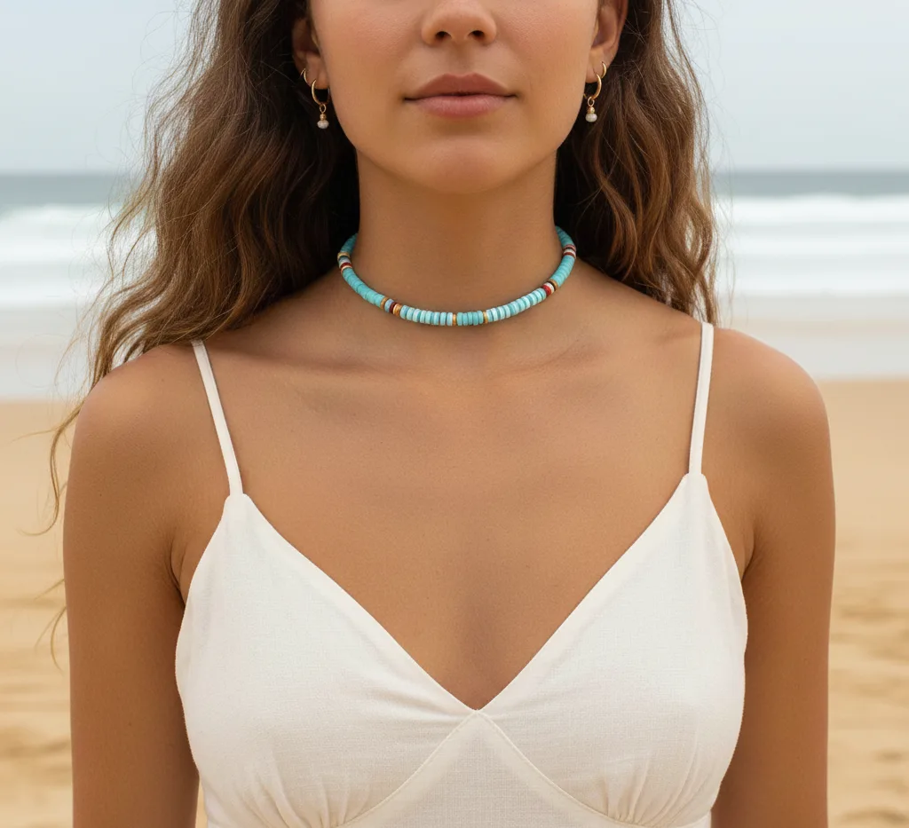 Collier surfeur (aigue marine)