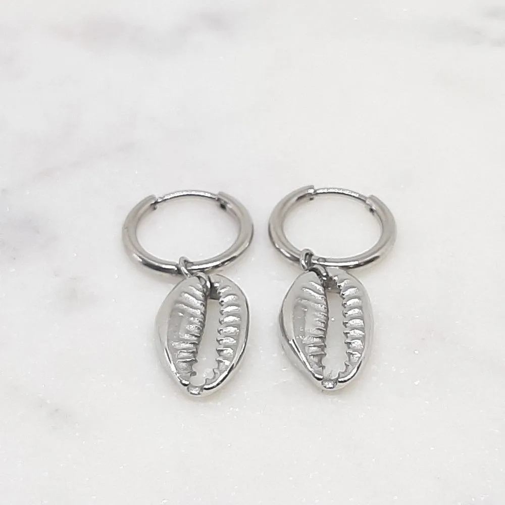Boucles d'oreilles créoles coquillage (argent)
