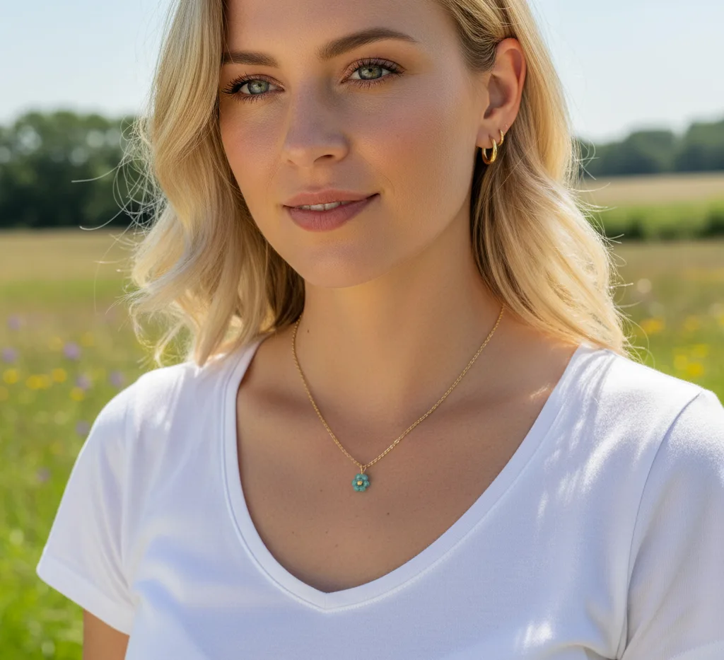 Collier fleur (fluorine verte)