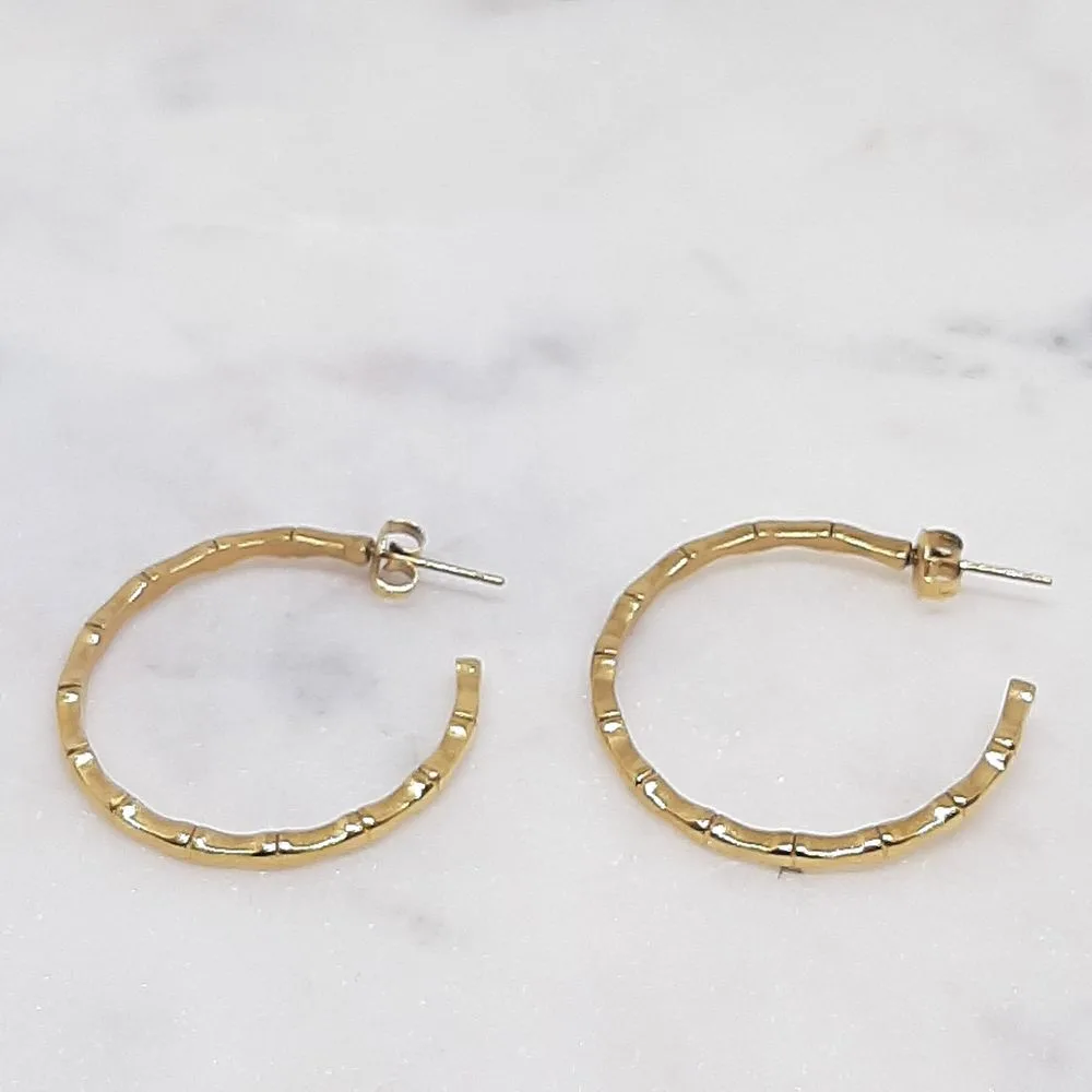 Boucles d'oreilles anneaux en bambou doré