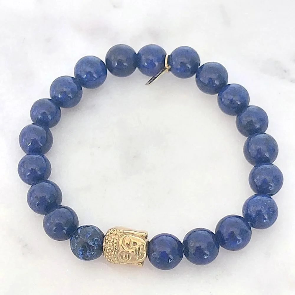 Bracelet shamballa élastique (lapiz lazuli)