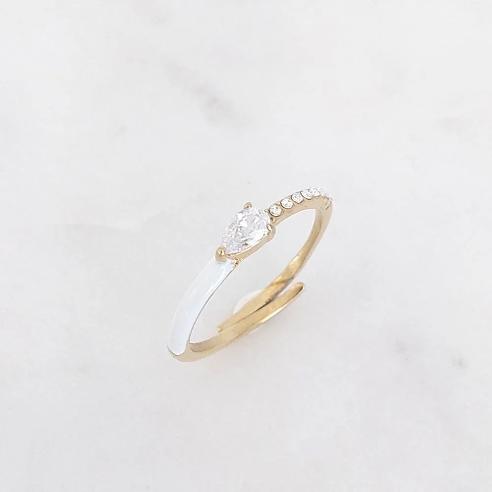 Bague fine blanche en acier inoxydable doré